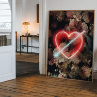 Flowers Heart Arrow Neon Print