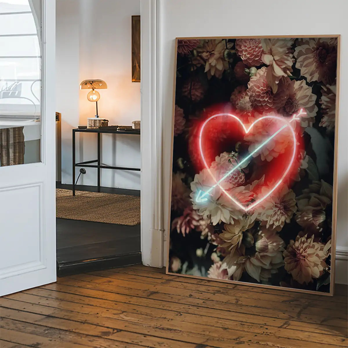 Flowers Heart Arrow Neon Print