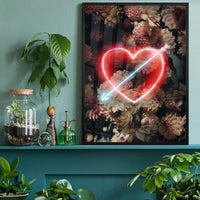 Flowers Heart Arrow Neon Print