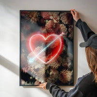 Flowers Heart Arrow Neon Print