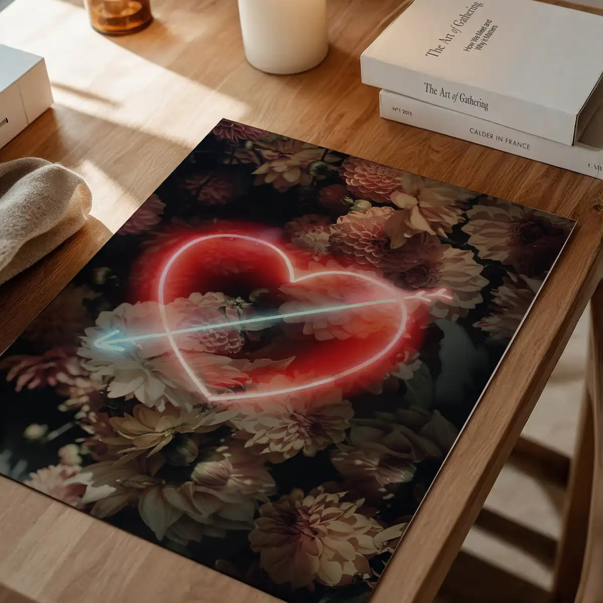 Flowers Heart Arrow Neon Print