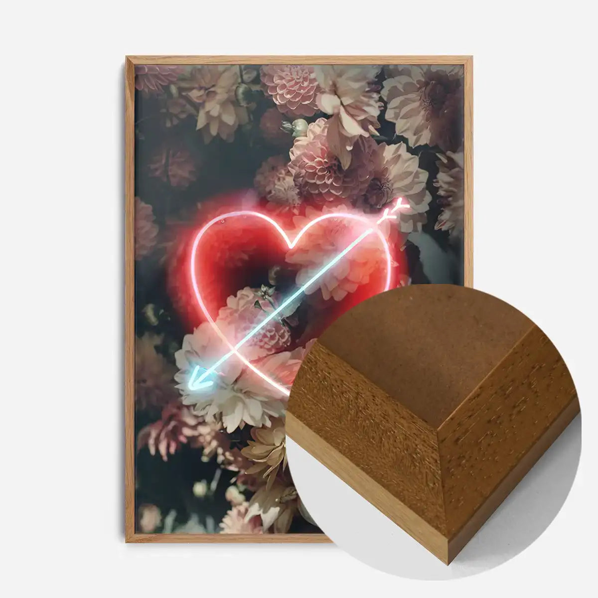 Flowers Heart Arrow Neon Print