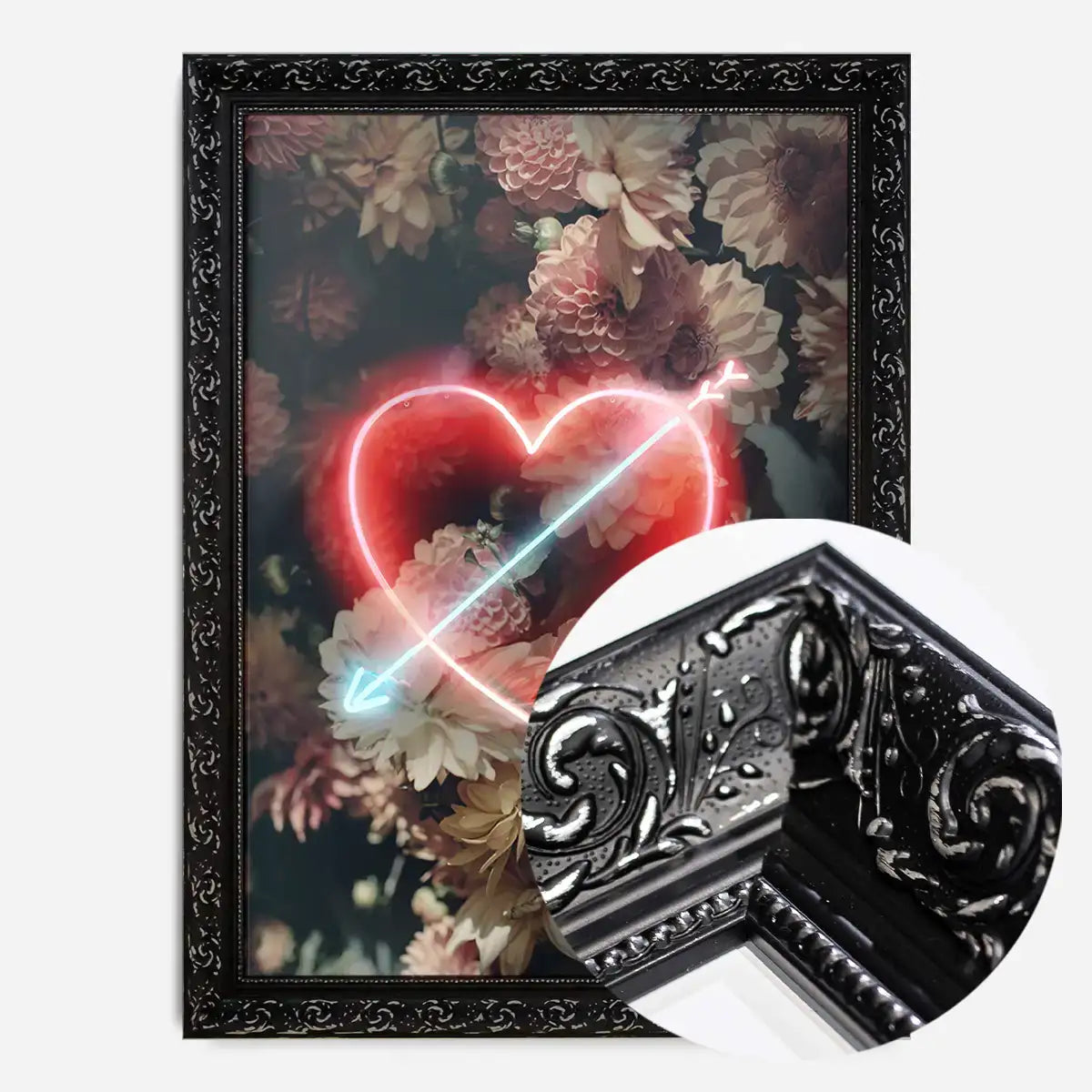 Flowers Heart Arrow Neon Print
