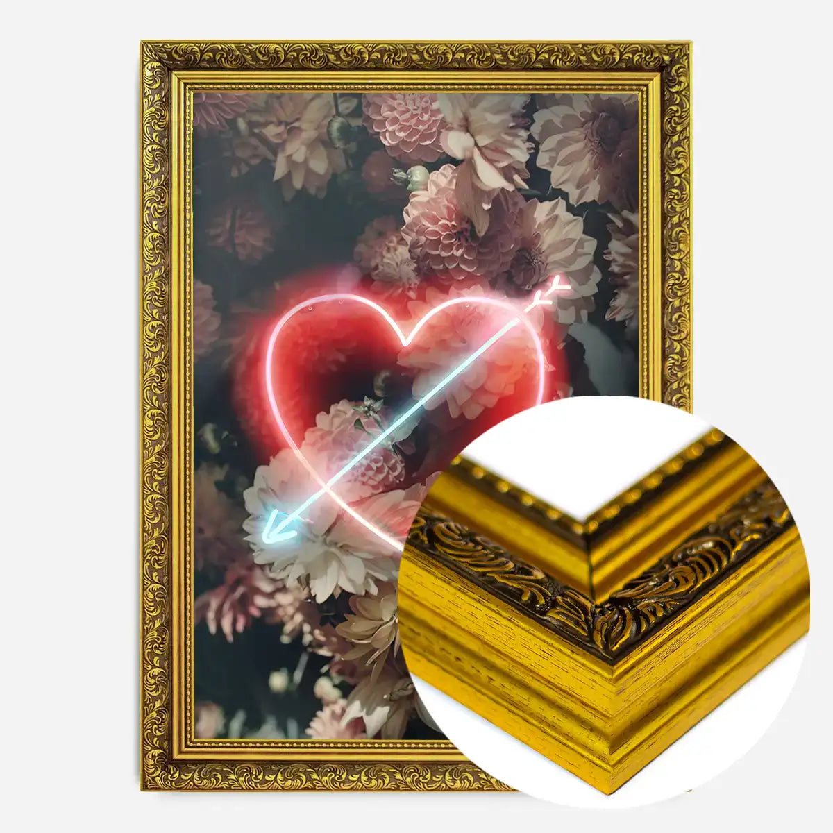 Flowers Heart Arrow Neon Print