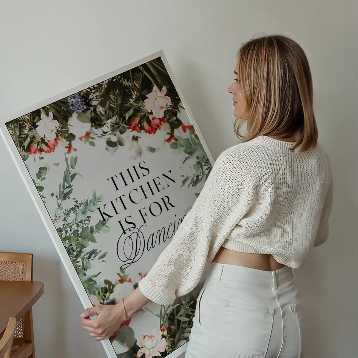 This Kitchen Is For Dancing Floral Quote Print