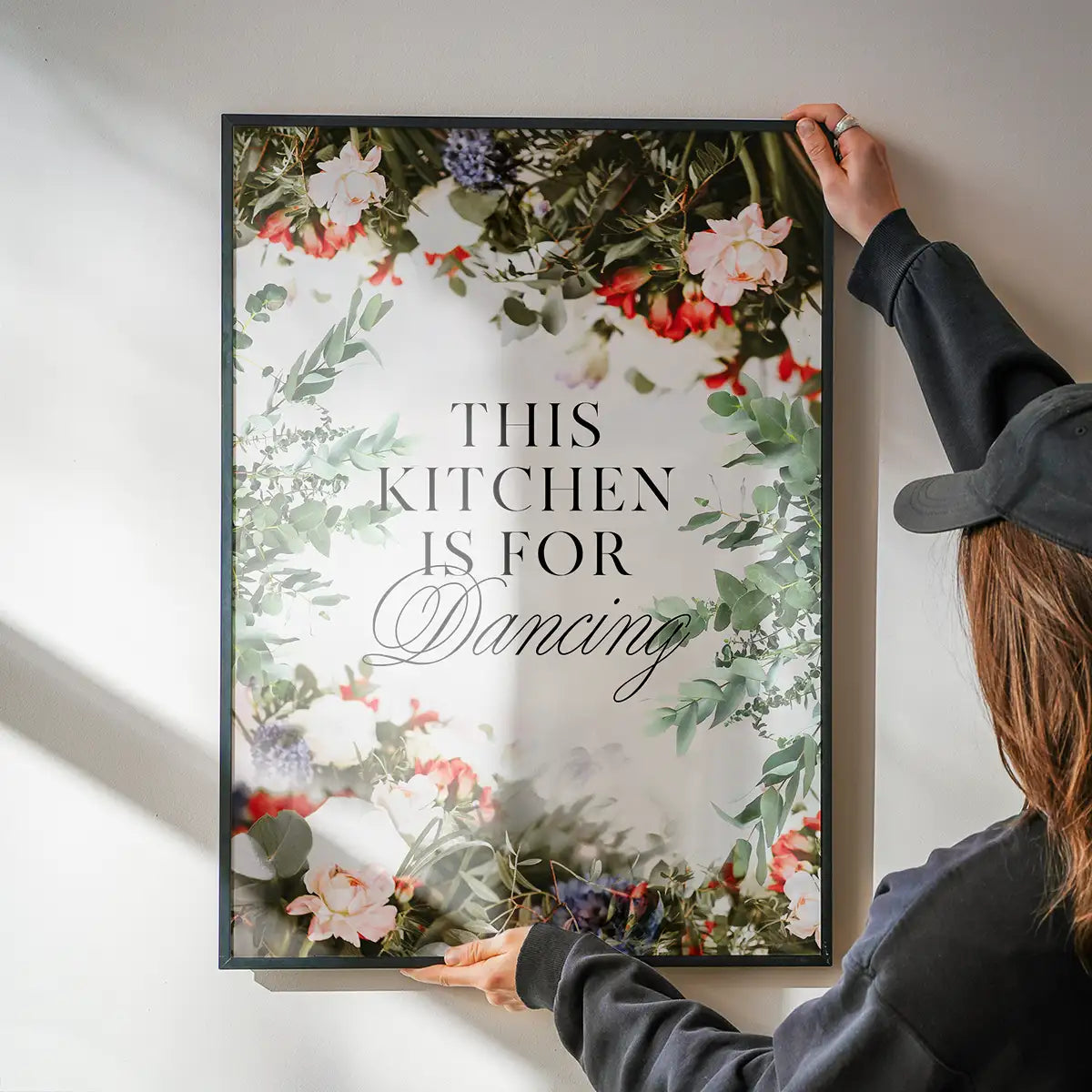 This Kitchen Is For Dancing Floral Quote Print
