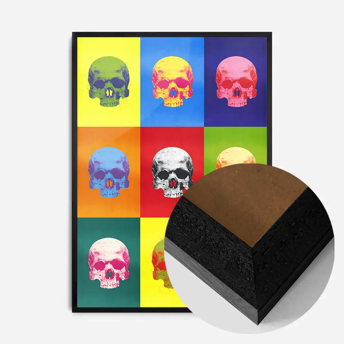 Popart Neon Coloured Skulls Print