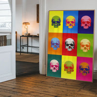 Popart Neon Coloured Skulls Print