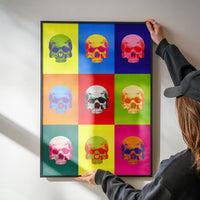 Popart Neon Coloured Skulls Print