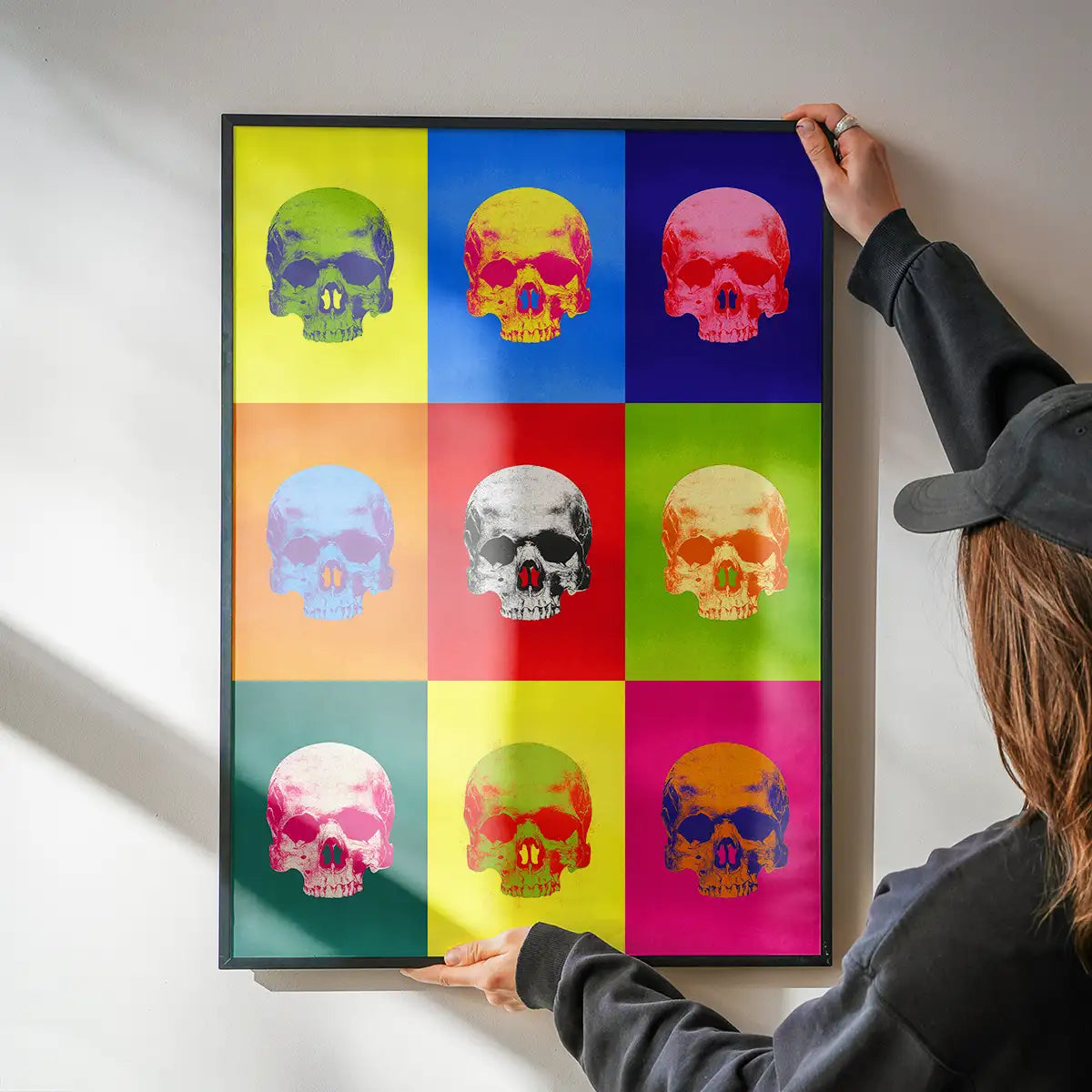 Popart Neon Coloured Skulls Print