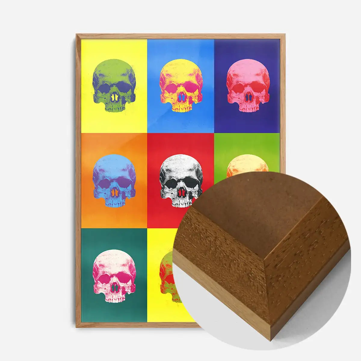 Popart Neon Coloured Skulls Print