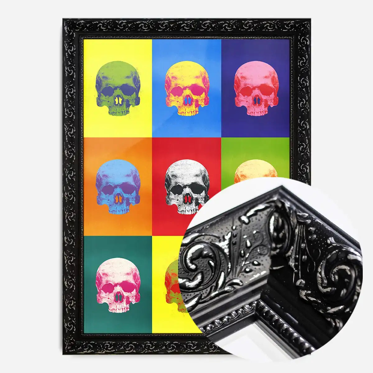 Popart Neon Coloured Skulls Print