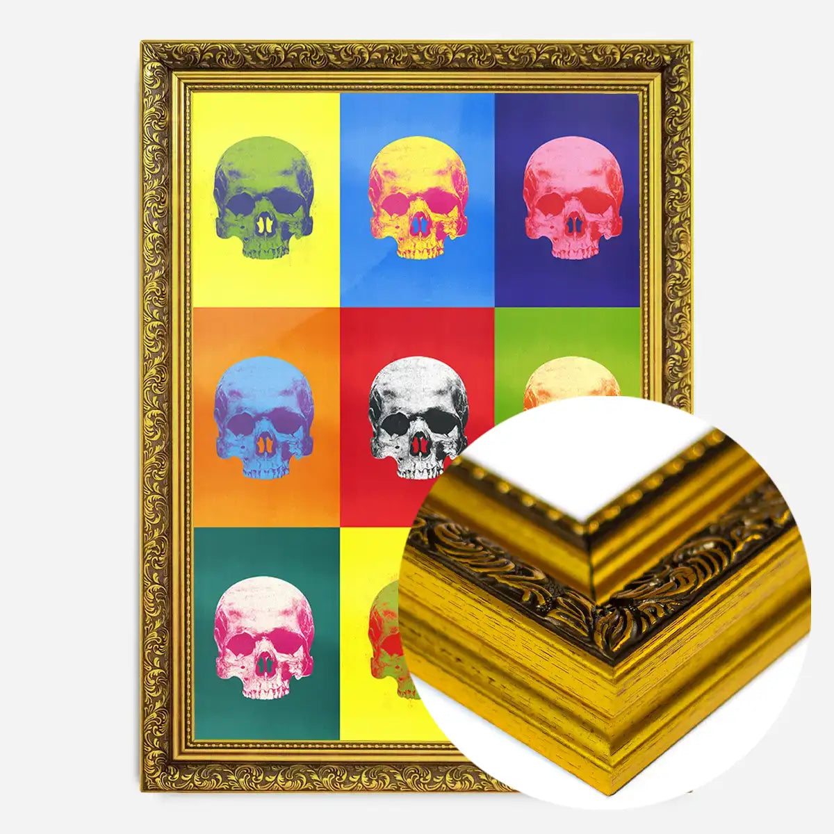 Popart Neon Coloured Skulls Print