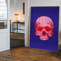 Pop Art Warhol Style Blue & Pink Skull Print