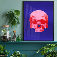 Pop Art Warhol Style Blue & Pink Skull Print