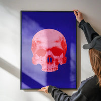 Pop Art Warhol Style Blue & Pink Skull Print