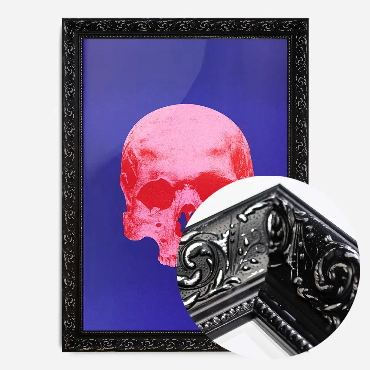 Pop Art Warhol Style Blue & Pink Skull Print