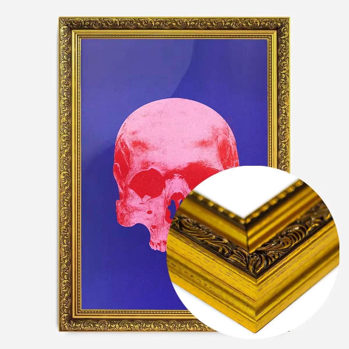Pop Art Warhol Style Blue & Pink Skull Print