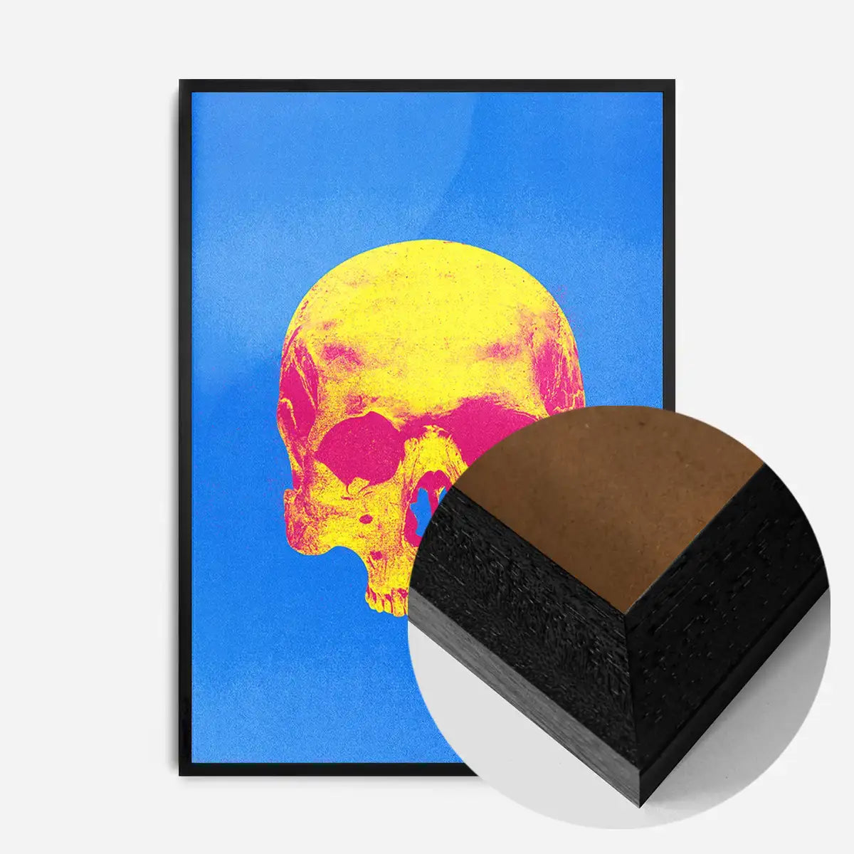 Pop Art Warhol Style Blue & Yellow Skull Print