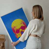 Pop Art Warhol Style Blue & Yellow Skull Print