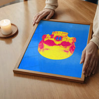 Pop Art Warhol Style Blue & Yellow Skull Print