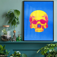 Pop Art Warhol Style Blue & Yellow Skull Print