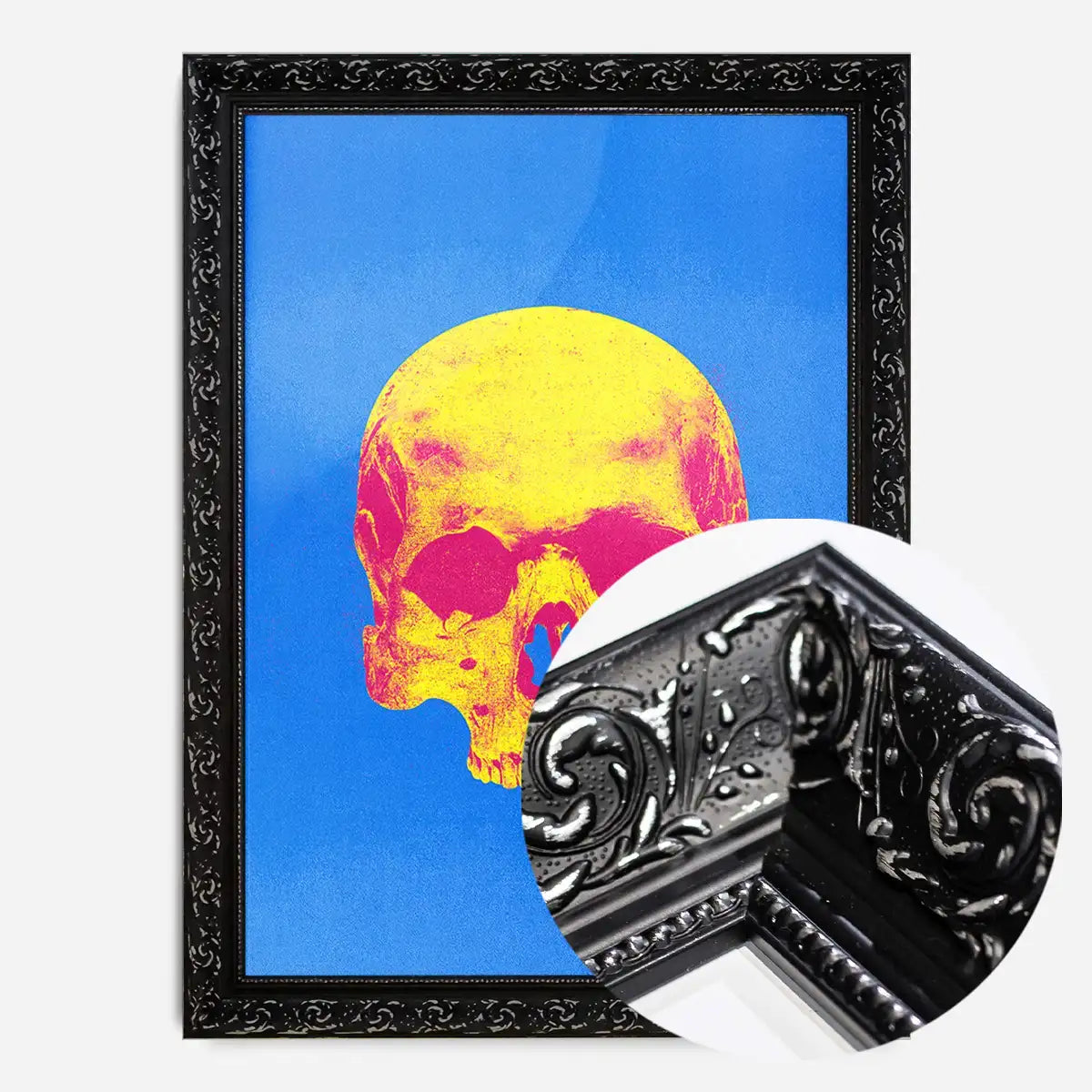 Pop Art Warhol Style Blue & Yellow Skull Print