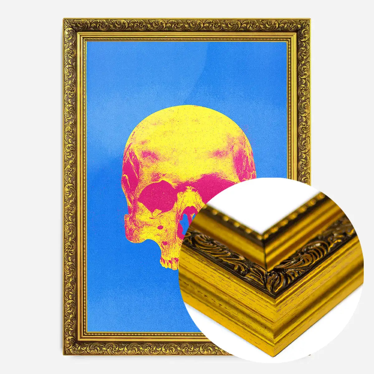 Pop Art Warhol Style Blue & Yellow Skull Print