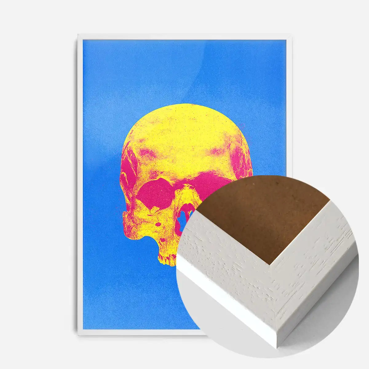 Pop Art Warhol Style Blue & Yellow Skull Print