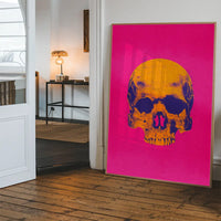 Pop Art Warhol Style Pink & Orange Skull Print