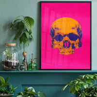 Pop Art Warhol Style Pink & Orange Skull Print