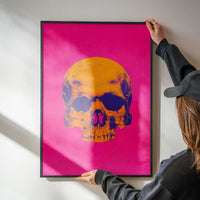 Pop Art Warhol Style Pink & Orange Skull Print