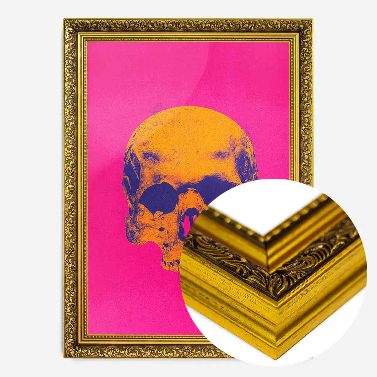Pop Art Warhol Style Pink & Orange Skull Print