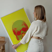 Pop Art Warhol Style Yellow & Green Skull Print