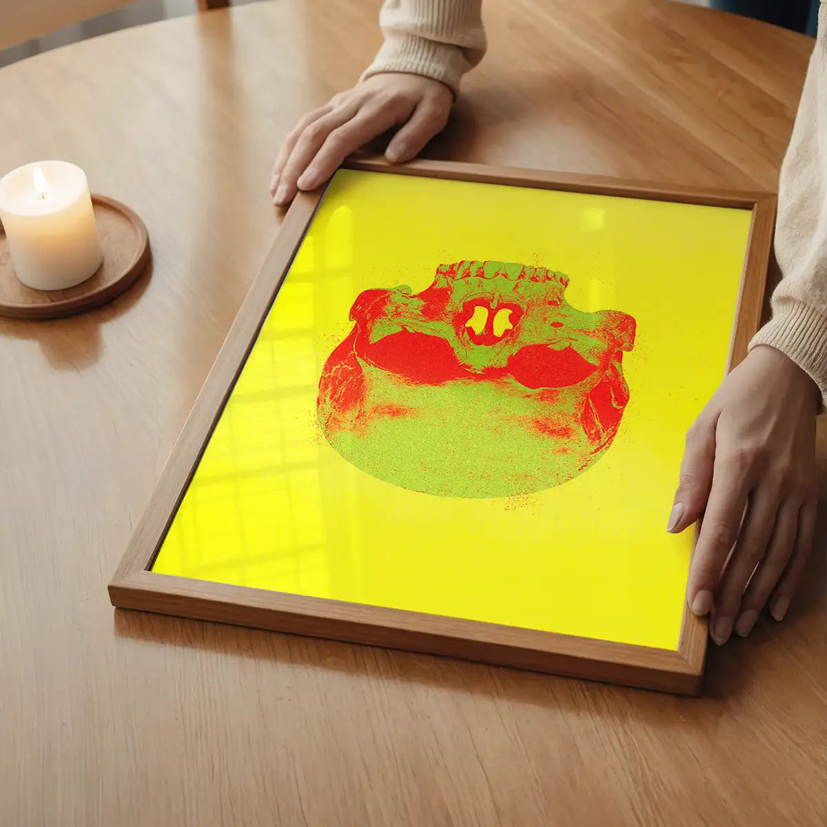 Pop Art Warhol Style Yellow & Green Skull Print