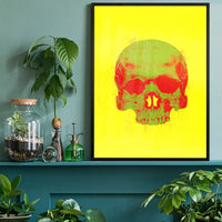 Pop Art Warhol Style Yellow & Green Skull Print