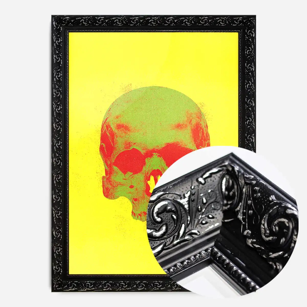 Pop Art Warhol Style Yellow & Green Skull Print