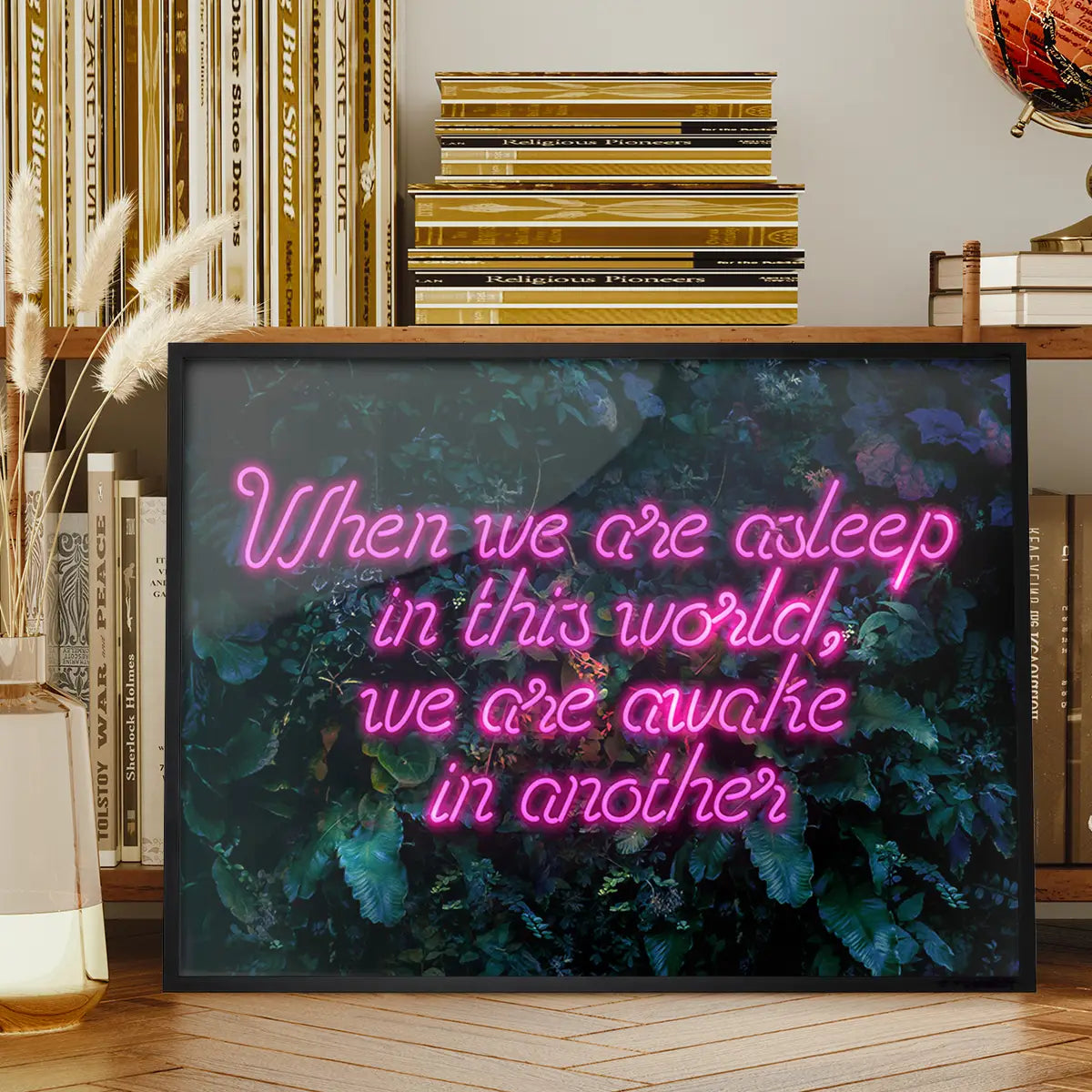 When We Are Awake Neon Leaves Print