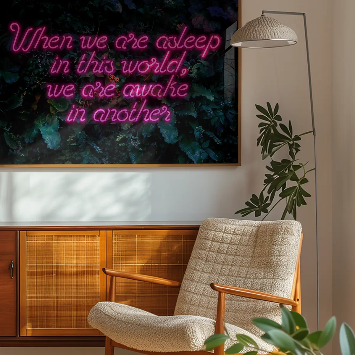 When We Are Awake Neon Leaves Print