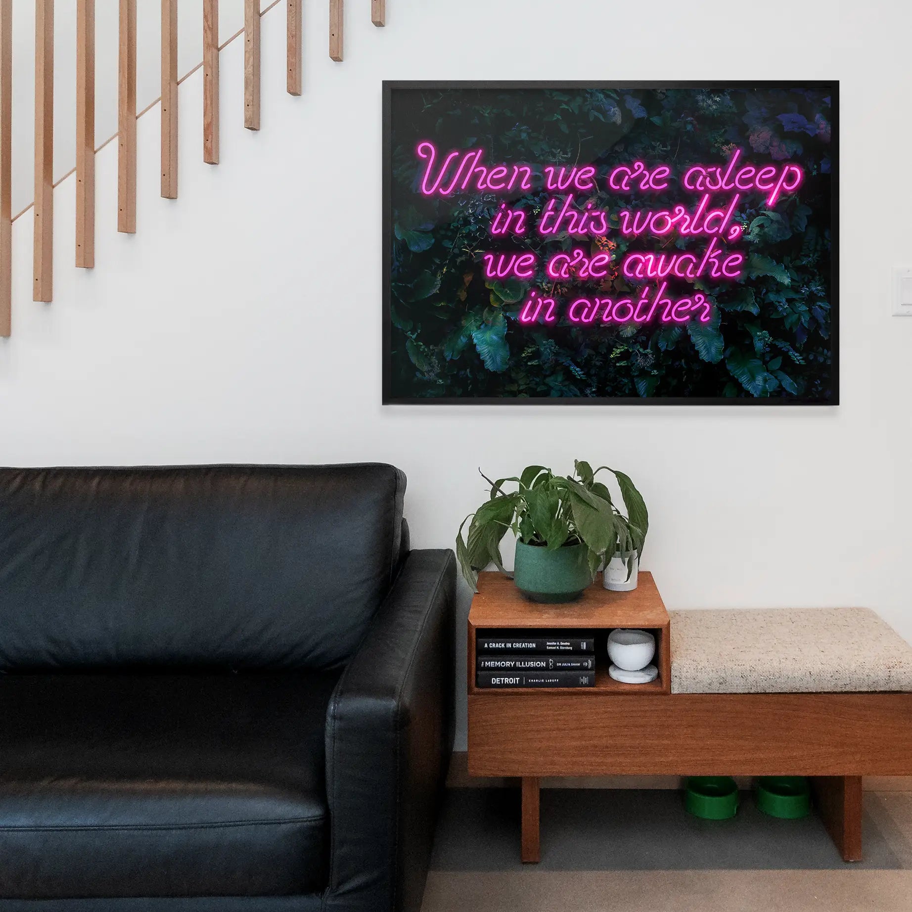When We Are Awake Neon Leaves Print