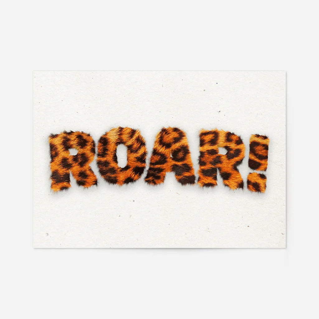 Roar Typographic Quote Tiger Pattern Print