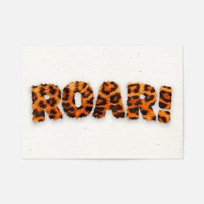 Roar Typographic Quote Tiger Pattern Print