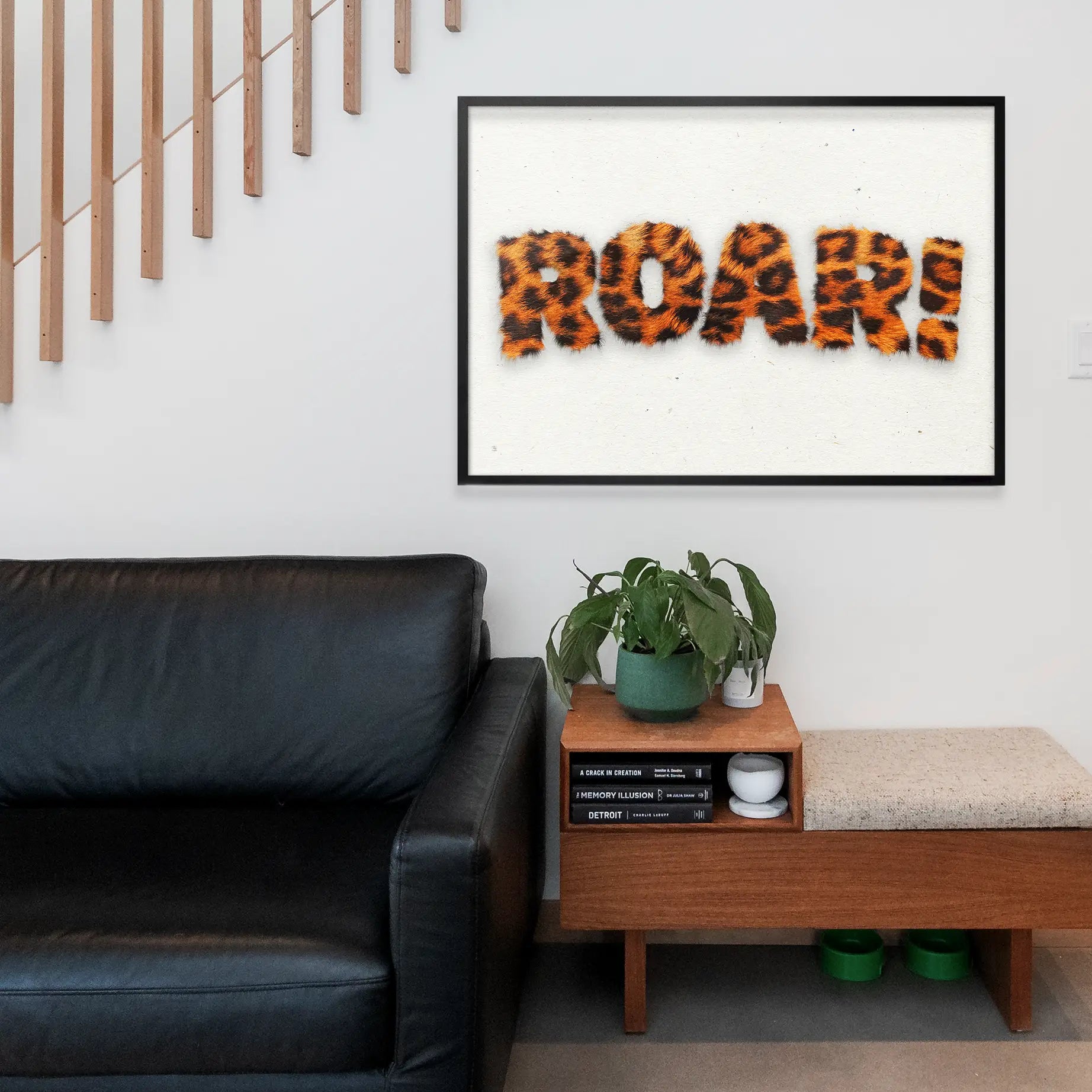 Roar Typographic Quote Tiger Pattern Print