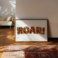 Roar Typographic Quote Tiger Pattern Print