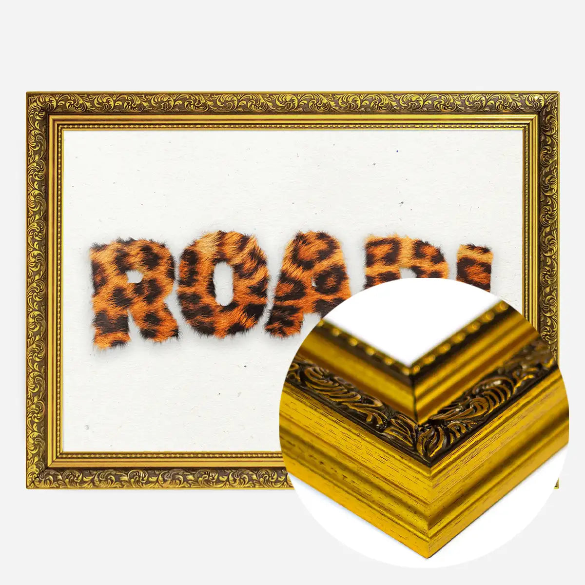 Roar Typographic Quote Tiger Pattern Print