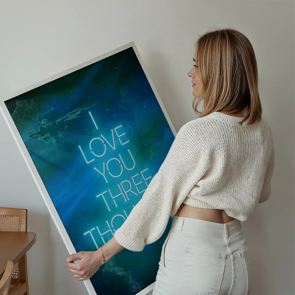I Love You 3000 Quote Neon Blue Print