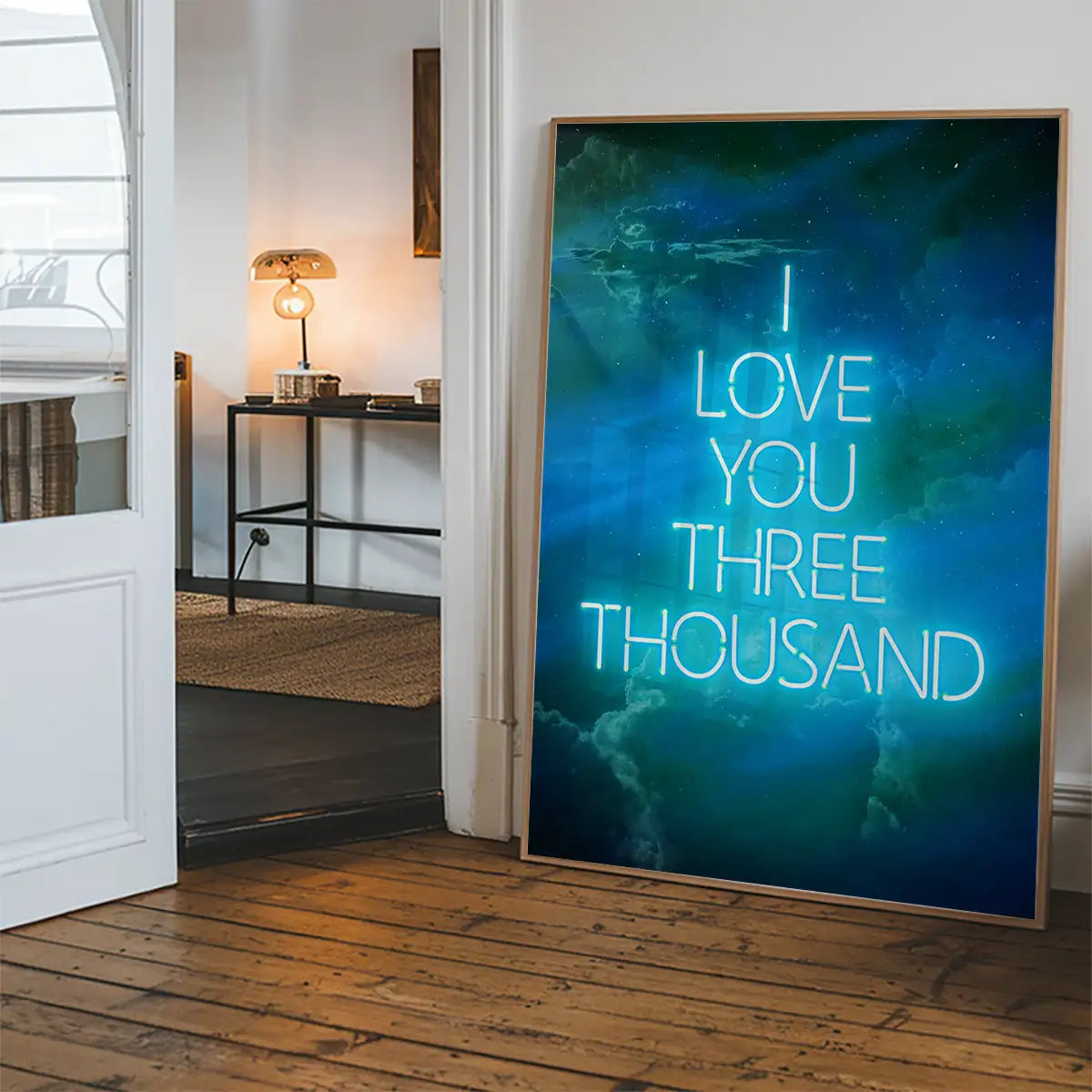 I Love You 3000 Quote Neon Blue Print