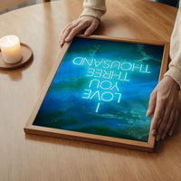 I Love You 3000 Quote Neon Blue Print