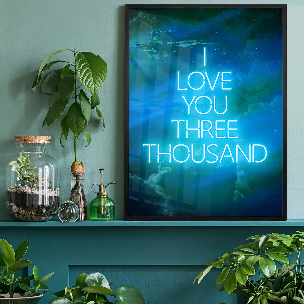 I Love You 3000 Quote Neon Blue Print