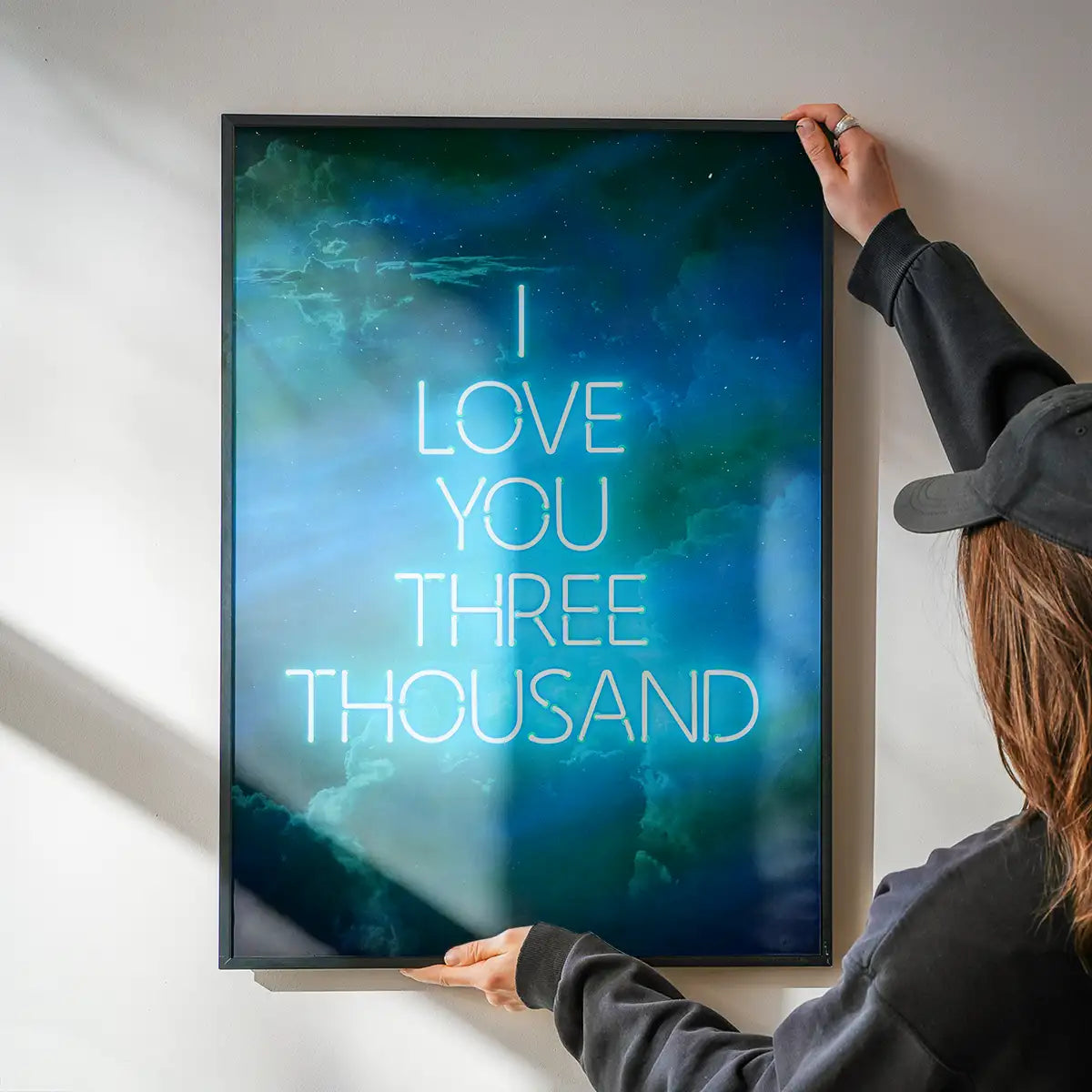 I Love You 3000 Quote Neon Blue Print